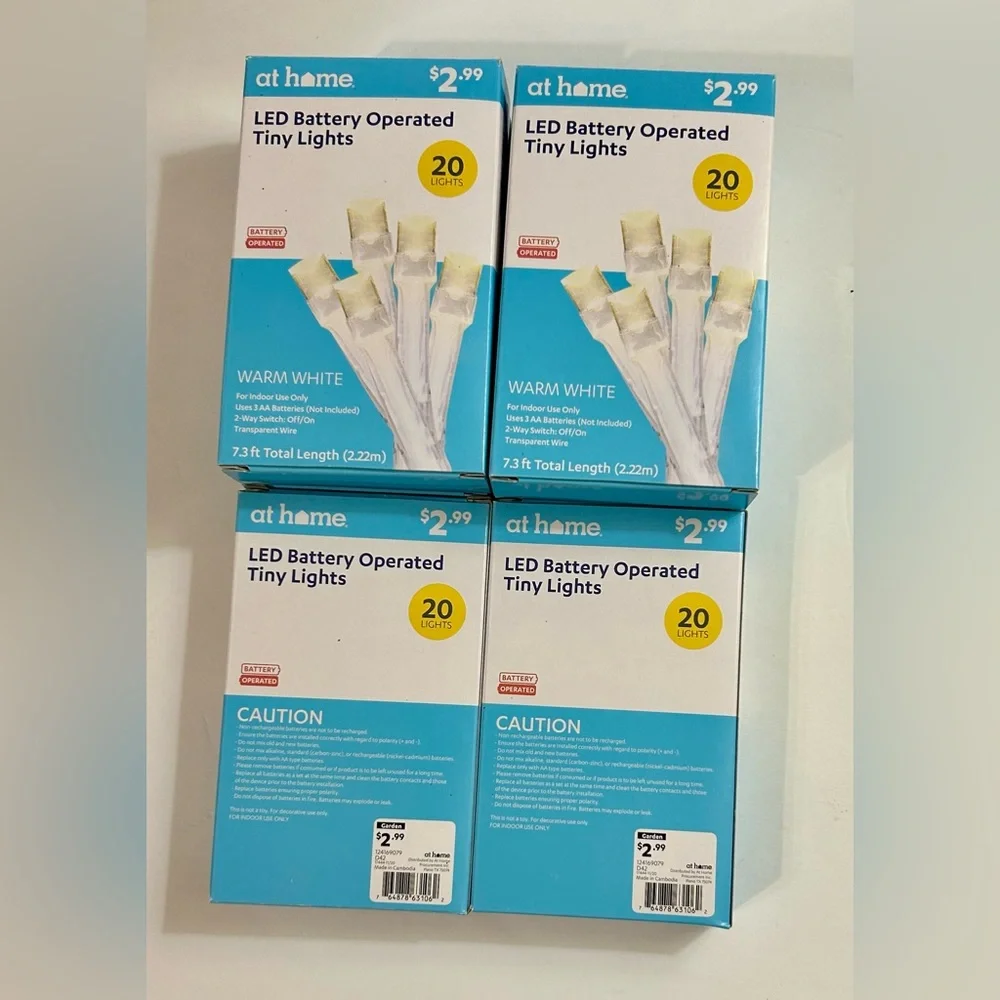 Lot of 6 NIB - 20 LED Tiny Lights Battery Operated 7.3 ft